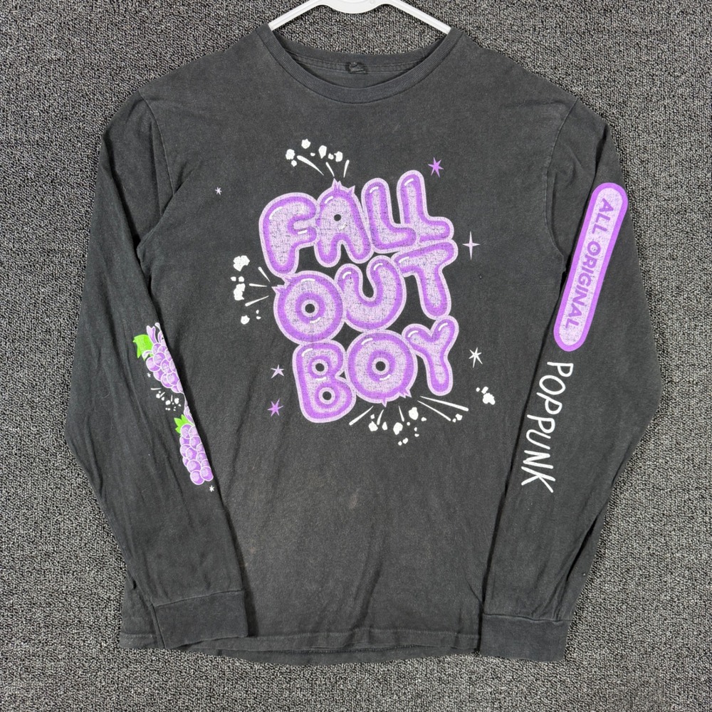 Fall Out Boy Grape Bubble Gum Graphic Print Long Sleeve Band Tee Mens M Pop Punk